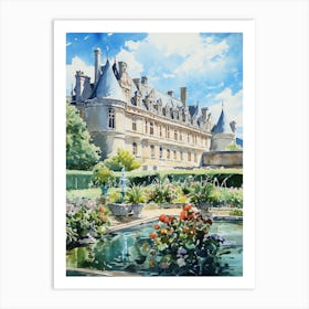 Château De Villandry Gardens, France Watercolour 2 Art Print