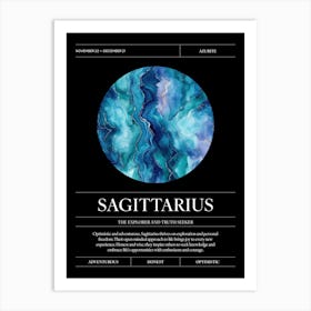 Azurite Crystal Gem, Sagittarius Zodiac Sign Art Print