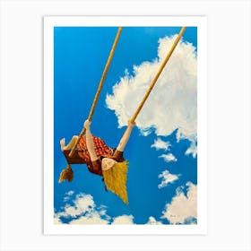 Higher Girl On A Swing In The Clouds Art Print