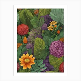 Seamless Pattern With Flowers Art Print