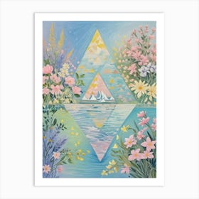 Floral Triangles In Soft Hues Art Print