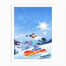 Snowboarder In The Snow Art Print