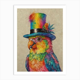 Parrot In Top Hat 1 Art Print