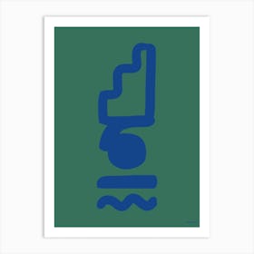 Totem Green And Blue Boho Minimalist Abstract Art Print