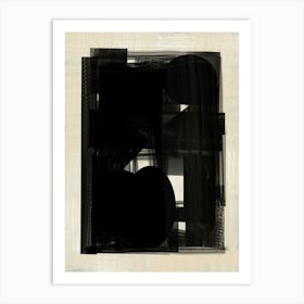 BLACK ABSTRACT no. 2 - coltxwilde, abstract, contemporary art, Black cubist, and geometric minimalist shapes on beige back ground  by colt x wilde modern  Art Print