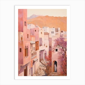 Agadir Morocco Vintage Pink Travel Illustration Art Print