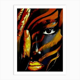 Abstract Woman In Black And Orange Painting Art Print