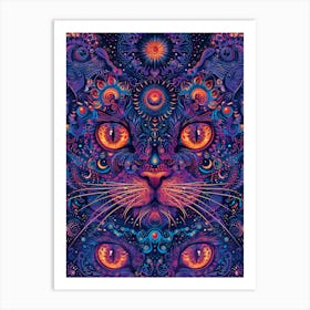 Psychedelic Cat 20 Art Print