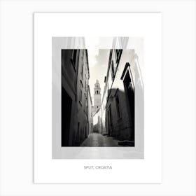 Poster Of Split, Croatia, Black And White Old Photo 1 Art Print