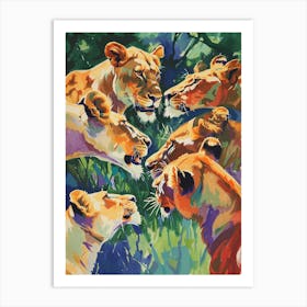 Transvaal Lion Lion In Different Seasons Fauvist Painting 3 Art Print