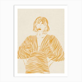 Lady In Yellow 2 Line Art Print