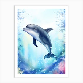 Storybook Style Dolphin Illustration 3 Art Print