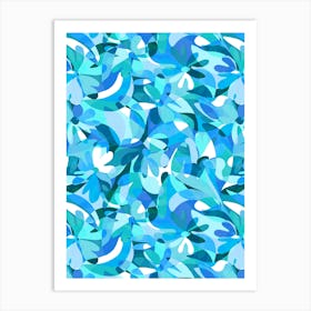 Abstract Flowers - Blue Art Print