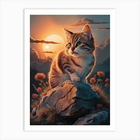 Sunset Cat 1 Art Print