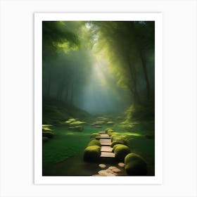 Mossy Path In The Forest Art Print