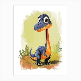 Cute Troodon Dinosaur Watercolour 4 Art Print