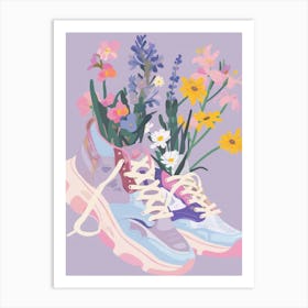 Retro Sneakers With Flowers 90s 4 Art Print