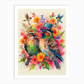 Two Birds In A Hat Art Print