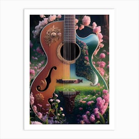 Guitar In The Garden Art Print