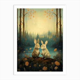 Rabbits In The Forest Art Print