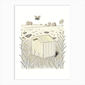 Bee Boxes In A Field 5 Vintage Art Print