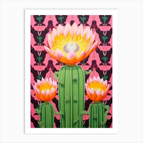Mexican Style Cactus Illustration Gymnocalycium Cactus 3 Art Print