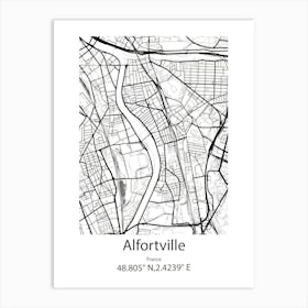 Alfortville,France Minimalist Map Art Print