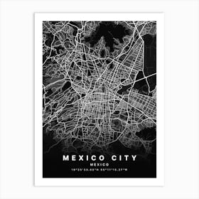 Mexico City Mexico Black Map Poster