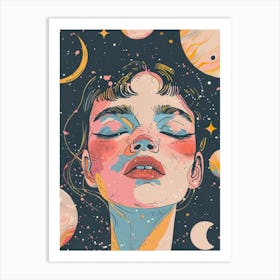 Girl In Space Art Print