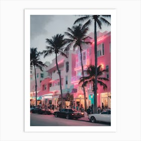 Miami Beach At Night Art Print