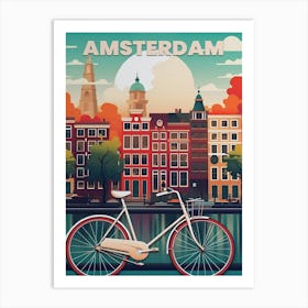 Amsterdam Netherlands Vintage Travel Art Print