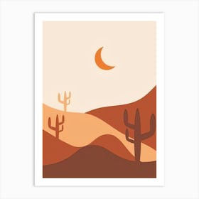 Desert Landscape With Cactus Art Print