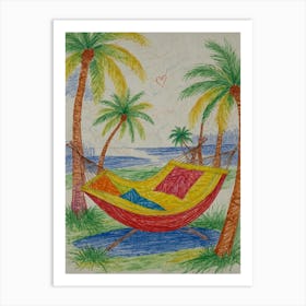 Hammock With Palm Trees Art Print