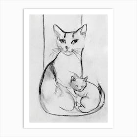 Cat And Kitten Art Print