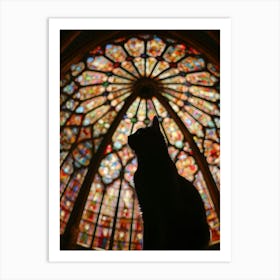 Cat In Front Of Stained Glass Window 1 Art Print