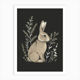Tan Rabbit Minimalist Illustration 4 Art Print