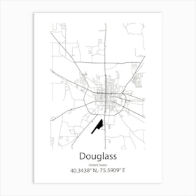 Douglass,United States Minimalist Map Art Print