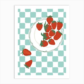 Food Illustration Strawberries Preppy Contemporary Kitchen Art Print