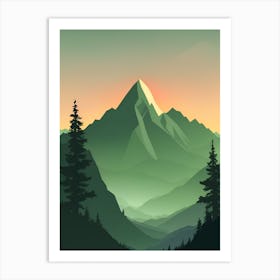 Misty Mountains Vertical Composition In Green Tone 67 Art Print