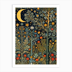 William Morris Moonlight Forest 1 Art Print