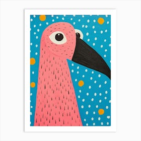 Pink Polka Dot Flamingo 1 Art Print