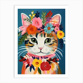 Cat With A Flower Crown Painting Matisse Style 1 Art Print
