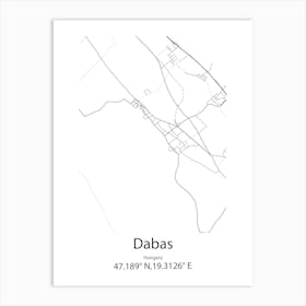 Dabas,Hungary Minimalist Map Art Print