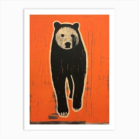 Bear, Woodblock Animal  Drawing 1 Art Print