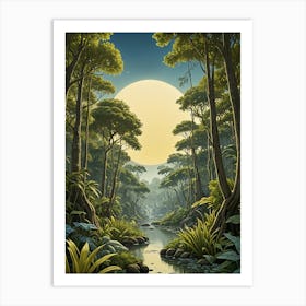 Large Jungle River Sun Art Print