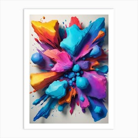 Abstract Colorful Paint Splashes Art Print