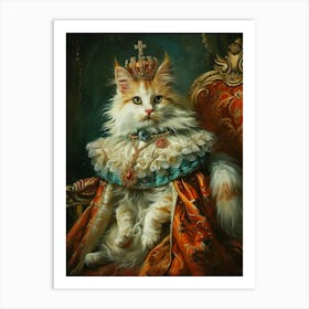 Cat With A Crown Royal Rococo Painting Inspired 2 Art Print