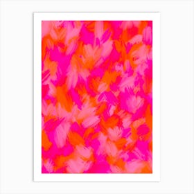 Abstract Brushstrokes Pink and Orange 1 Art Print