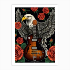 Eagle With Roses Art Print