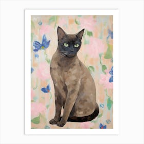 A Burmese Cat Painting, Impressionist Painting 1 Art Print